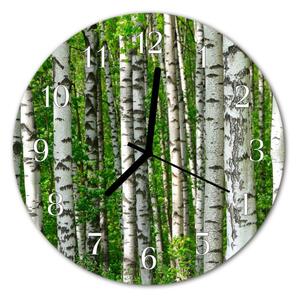 Nástenné sklenené hodiny Birch strom fi 30 cm