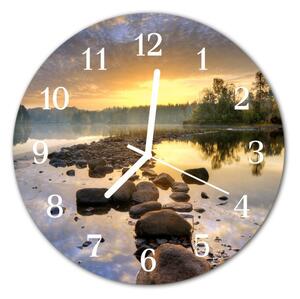 Nástenné sklenené hodiny Jazero natura fi 30 cm