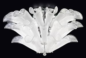 Stropné svietidlo Petali muránske sklo biela-chróm