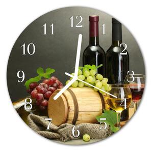 Sklenené hodiny okrúhle Hrozno pre víno fi 30 cm