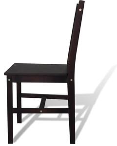 Jedálenské stoličky 6 ks, tmavohnedé, borovicové drevo