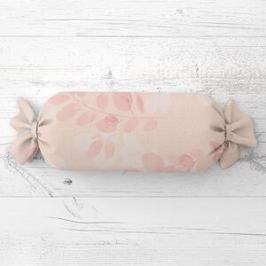 Biante Vankúš valec bonbon Sandra SA-682 Eukalyptové listy na pastelovo ružovom 15x40 cm