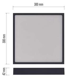 Čierny prisadený LED panel s tenkým rámčekom hranatý 300 x 300mm 28,5W CCT Premium