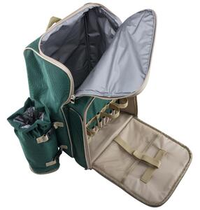Anndora Piknikový batoh pre 4 osoby + príslušenstvo — Zelená
