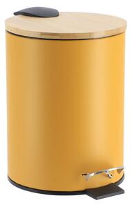 Odpadkový kôš Timeless, horčicová/s drevenými prvkami, 2,5L