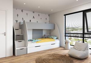 Detská poschodová posteľ MARTIN - 200x80 cm - biela/sivá