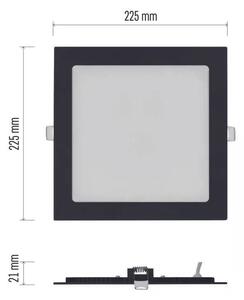 Čierny vstavaný LED panel hranatý 225 x 225mm 18W CCT Premium