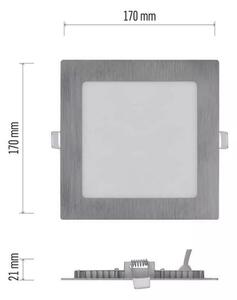 Strieborný vstavaný LED panel hranatý 170 x 170mm 12,5W CCT Premium