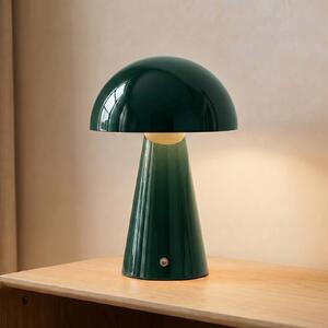 Lindby LED dobíjacia stolná lampa Nevijo, zelená, Ø20 cm, USB, stmievač, Zelená, Obývacia izba / jedáleň, kov, Moderný, Stojacie svietidlo