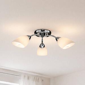 Milagro Lighting Stropné svietidlo Portos, 3-pl., biele/chrómové, kov, Ø 54 cm, Chrómová / strieborná, Obývacia izba / jedáleň, kov, Stropné svetlo