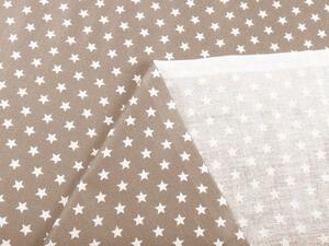 Biante Detský bavlnený záves Sandra SA-349 Biele hviezdičky na svetlo hnedom 130x140 cm