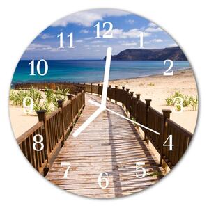 Sklenené hodiny okrúhle More na pláži fi 30 cm
