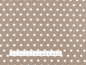Biante Bavlnený štvorcový obrus Sandra SA-349 Biele hviezdičky na svetlo hnedom 40x40 cm
