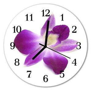 Sklenené hodiny okrúhle Orchid kvetina fi 30 cm