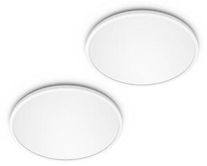 Philips LED SuperSlim sada 2 ks biela IP44 Ø 30 cm 700 K, Biela / opálová, Pracovňa / Kancelária, Plast, Moderný, Závesné svietidlo