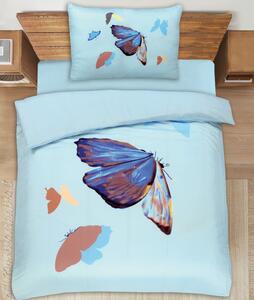 HOUSEWIFE BUTTERFLY MODRÉ obliečky 70x90cm + 140x200cm