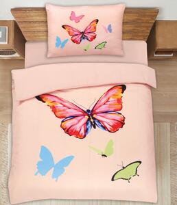HOUSEWIFE BUTTERFLY RUŽOVÉ obliečky 70x90cm + 140x200cm Obsah balenia: Štandardný rozmer 1x 140x200 + 1x 70x90