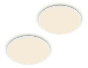 Philips stropné LED svetlo SuperSlim, sada 2 ks, IP44, Ø 25 cm, 4 000 K, Biela / opálová, Pracovňa / Kancelária, Plast, Moderný, Závesné svietidlo