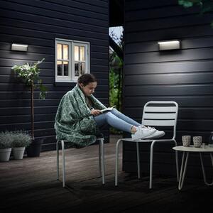 Philips LED vonkajšie nástenné svietidlo Bustan UE, balenie po 2 ks, 700 K, Čierna, Hliník, Moderný, Nástenné svietidlo