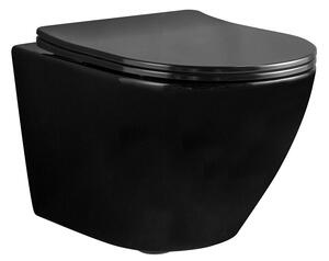 Rea - Závesná WC misa Carlo Mini Rimless Flat - čierna