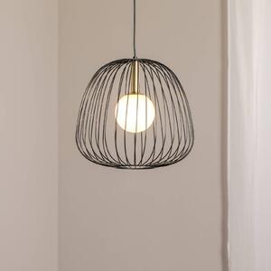 Závesné svietidlo Bell M, Ø 33 cm, 1-pl., čierna/zlatá/biela, Čierna, Obývacia izba / jedáleň, kov, Moderný, Závesné svietidlo
