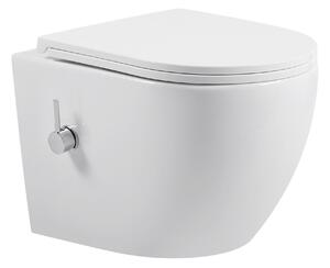 Erga Lily, závesná WC misa s funkciou bidetu + toaletné sedadlo, biela lesklá, ERG-V03-LILY-RIM-BID-WH