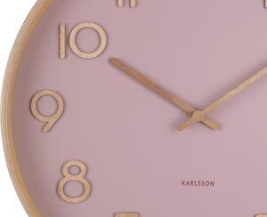 KARLSSON Nástenné hodiny Pure – ružová ∅ 40 × 4,5 cm