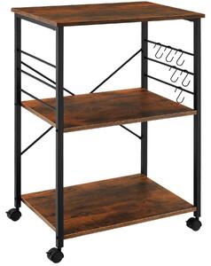 Servírovací vozík Rugby 65,5 x 45,5 x 88,5 cm - Industriálne drevo tmavé, rustikálne