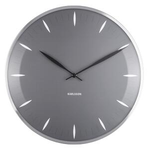 KARLSSON Nástenné hodiny Leaf – šedá ∅ 40 × 4 cm