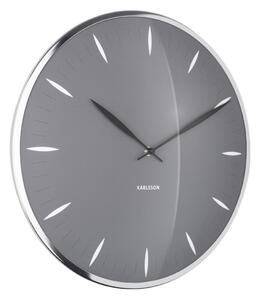 KARLSSON Nástenné hodiny Leaf – šedá ∅ 40 × 4 cm