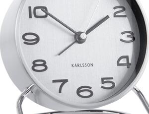 KARLSSON Budík Clock Classical – strieborná ∅ 9,5 × 11 cm
