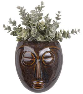 PRESENT TIME Nástenný kvetináč Mask – tmavohnedá 16,5 × 17,5 × 8,7 cm