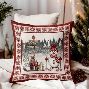 Vianočná gobelínová obliečka na vankúš Severný pól Chenille IT037A Farba Viacfarebná Rozmery 42x42 cm