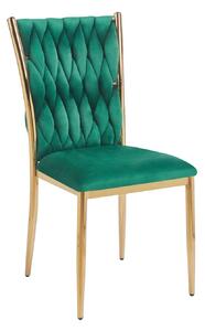 Elegantná jedálenská stolička SERELITH - zelená/zlatá