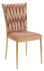 Elegantná jedálenská stolička SERELITH - cappuccino/zlatá