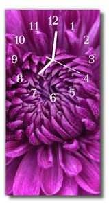 Sklenené hodiny vertikálne Fialové pivonka kvety 30x60 cm