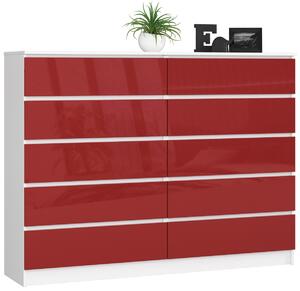 Ak furniture Komoda Rollo K 160 cm biela/červená