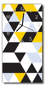 Sklenené hodiny vertikálne Umenie farebné trojuholníky 30x60 cm