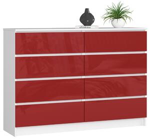 Ak furniture Komoda Rollo X 140 cm červená/biela