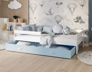 Detská posteľ so zásuvkou HUGO V - 160x80 cm - modro-biela