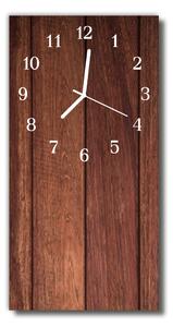 Sklenené hodiny vertikálne Hnedé drevo 30x60 cm