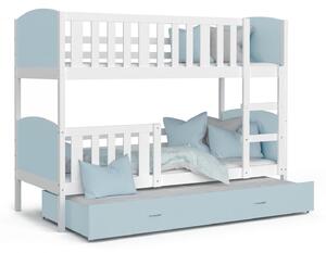 Detská poschodová posteľ s prístelkou TAMI Q - 200x90 cm - modro-biela