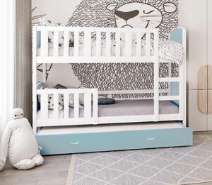Detská poschodová posteľ s prístelkou TAMI Q - 190x80 cm - modro-biela