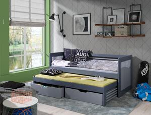 Detská posteľ s prístelkou 80x180 DRACO 1 - grafitová / šedá