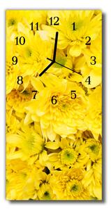 Sklenené hodiny vertikálne Kvety žlté kvety 30x60 cm