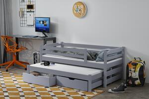 Rozkladacia posteľ so šuplíkmi a zábranou 80x180 JASVELA 2 - šedá, ľavé prevedenie