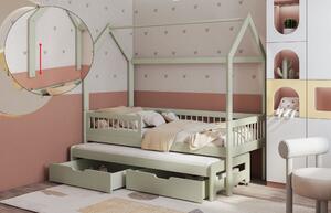 Domčeková posteľ s prístelkou 80x180 DEVA 2 - olivová, ľavé prevedenie