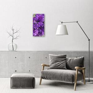 Sklenené hodiny vertikálne Kvety purpurovej primrose 30x60 cm