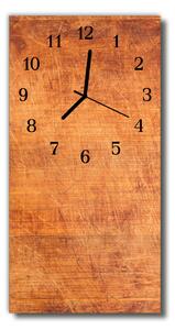 Sklenené hodiny vertikálne Drevené hnedé dosky 30x60 cm