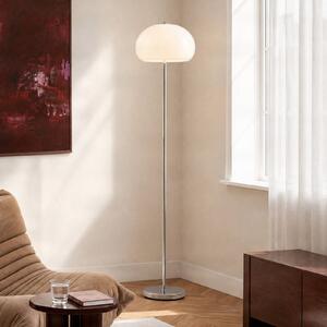 NOLA Stojacia lampa Owen, výška 150 cm, sklo, chróm/biela, Biela / opálová, Obývacia izba / jedáleň, Sklo, Moderný, Stojaca lampa